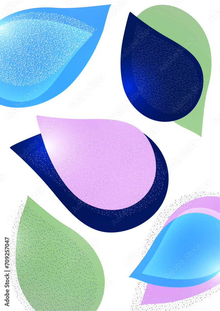 Poster abstract colored dynamic figures. drop-shaped petals. beautiful shapes and colors. template for your
