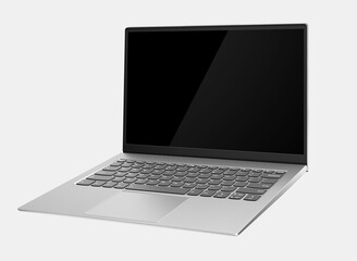 Think 2024 Book, Mineral, Grey Mockup, notebook with isolated screen. New laptop Arctic, computer, insulated on white background.