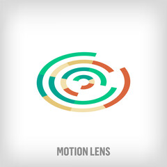 Creative lens circles sign logo. Unique color transitions. Camera and infinity optics logo template. vector