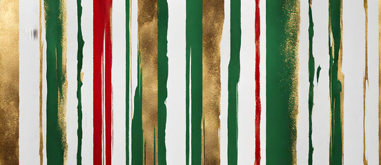 White Green Red Gold Painted Stripes Brush Painting Background Colorful Digital Artwork Minimalistic Modern Card Design Wall Art