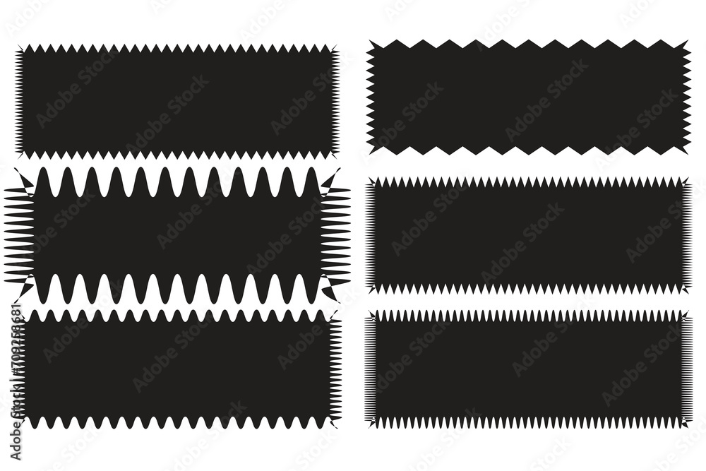 Aufkleber zigzag edge rounded square icon set. a group of 6 squared shapes with round corners and jagged edges