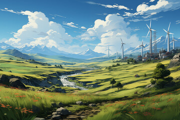 landscape with mountains and blue sky