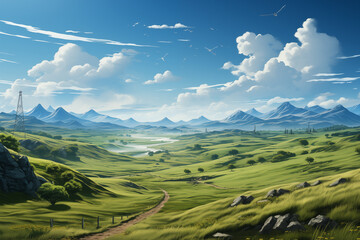 Obraz premium landscape with sky and clouds