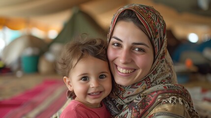 Mother’s Embrace. Joyful Moments with a Toddler in Traditional Wear