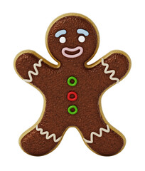 Gingerbread cookie isolated on transparent background. 3D illustration