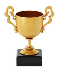 Gold cup isolated on transparent background. 3D illustration