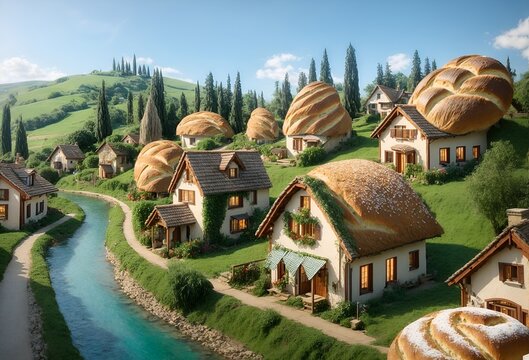 A Charming Village With Houses Designed To Look Like Different Types Of Bread