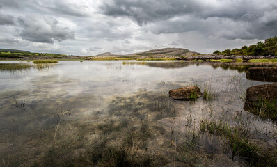 landscape with lake, Ireland, burren national park