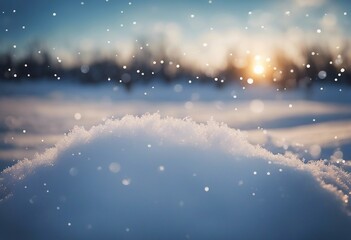 Winter snow background with snowdrifts beautiful light and snow flakes on blue sky beautiful bokeh c