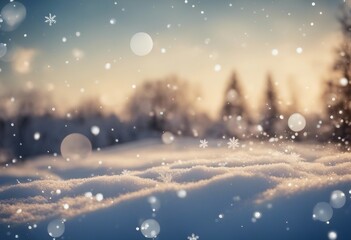 Fototapeta na wymiar Winter snow background with snowdrifts beautiful light and snow flakes on blue sky beautiful bokeh c