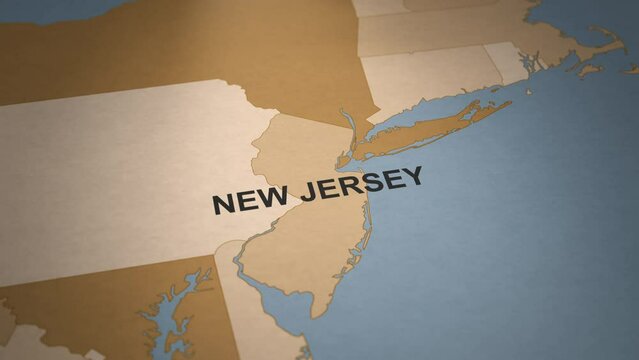 Old Paper Map of New Jersey