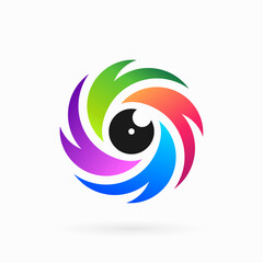 eye shutter cam colorful stylist logo icon template