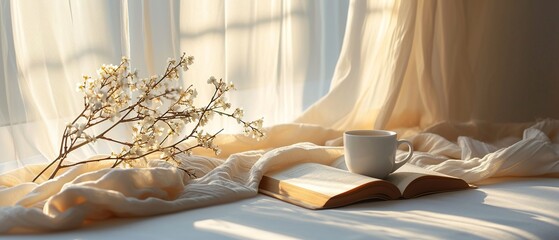 Peaceful Reading Nook with Book and Coffee for Mother's Day