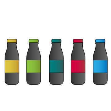 Plastic Bottles with Assorted Color. Set of plastic bottles with multicolored label  bottles with colored caps. jpg illustration on white background. image jpeg