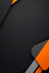 Modern abstract background with minimalist geometric shapes in black, orange and gray colors palette.