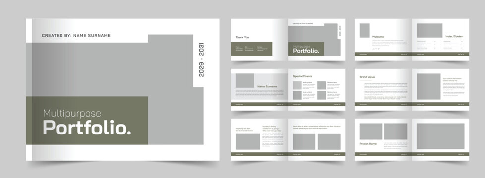 Landscape Portfolio Template, Portfolio Layout, Architecture Portfolio, Vector Template