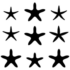 Starfish vector silhouette. Atlantic star animal icon set and marine Vector illustration
