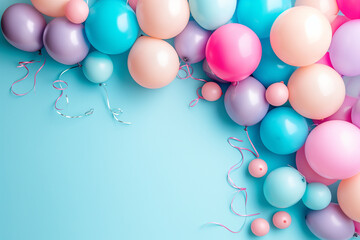Fototapeta na wymiar Happy birthday Confetti and ribbons gold orange balloon, confetti, design template for birthday celebration.Party balloon concept