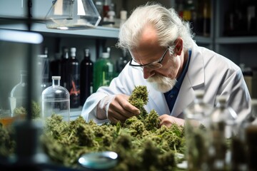 Scientists are researching medicinal cannabis for its potential to lead to advancements in disease treatment and medicine, Medical use of cannabis concept.