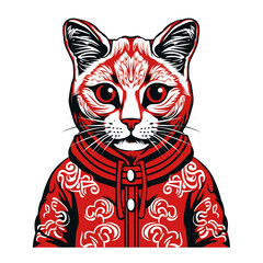 Fototapeta premium cat with a christmas outfit design graphic created with Generative Ai