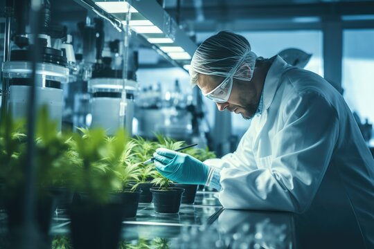 Scientists are researching medicinal cannabis for its potential to lead to advancements in disease treatment and medicine, Medical use of cannabis concept.