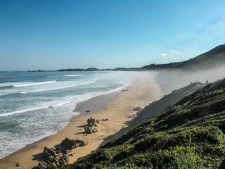 Knysna beach at sunrise, a foggy morning, South Africa