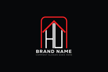 HU letter creative real estate vector logo design . HU creative initials letter logo concept. HU house sheap logo.