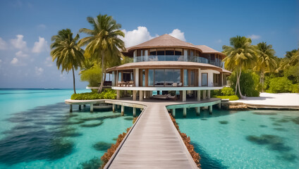 Beautiful villa on an island in the Maldives paradise