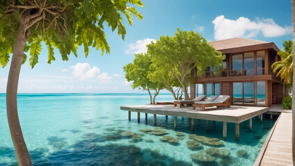 Beautiful villa on an island in the Maldives resort