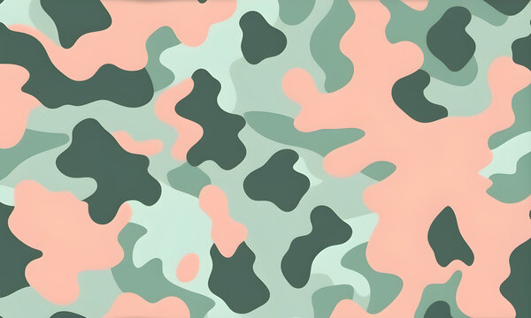 Mint Peach Camouflage Pattern Military Colors Vector Style Camo Background Graphic Army Wall Art Design