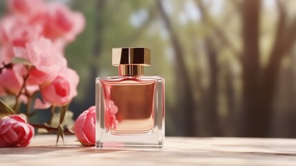 Exquisite Fragrance: A Petite Bottle Infused with the Captivating Aroma of Roses - AI Generative