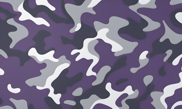 Purple Silver Camouflage Pattern Military Colors Vector Style Camo Background Graphic Army Wall Art Design © amonallday