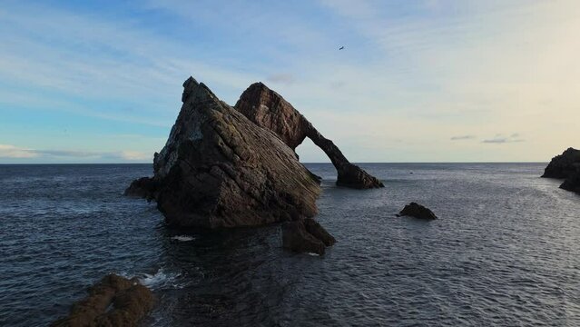 Bow fiddle rock Portknockie Scotland aerial view