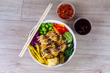 Crispy Tofu And Avocado Poke japanese food