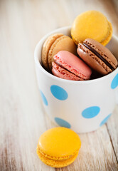 French macaroons in the cup