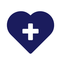 Ambulance cross icon on the heart, symbol of charity and help