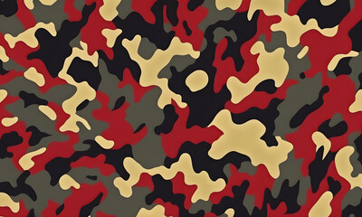 Black Red Gold Camouflage Pattern Military Colors Vector Style Camo Background Graphic Army Wall Art Design
