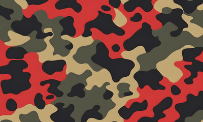 Naklejka premium Black Red Gold Camouflage Pattern Military Colors Vector Style Camo Background Graphic Army Wall Art Design