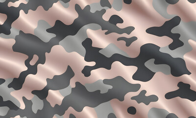 Rosegold Grey Camouflage Pattern Military Colors Vector Style Camo Background Graphic Army Wall Art Design
