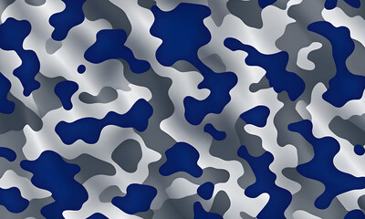 Silver Blue Camouflage Pattern Military Colors Vector Style Camo Background Graphic Army Wall Art Design