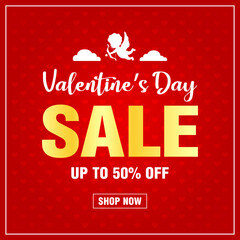 Valentines day sale banner design with 50% off discount
