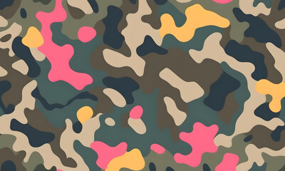 Triadic Colors Camouflage Pattern Military Colors Vector Style Camo Background Graphic Army Wall Art Design