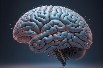 Future Technology Concept with Digital Brain. Digital Human Brain.