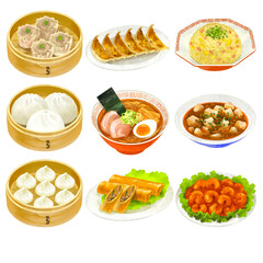 中華料理のイラストセット　２