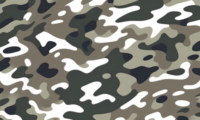 Fototapeta premium White Brown Camouflage Pattern Military Colors Vector Style Camo Background Graphic Army Wall Art Design