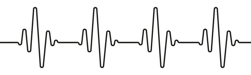 Heart beat pulse one line, hand drawn cardiogram wave sign, continuous lines heart beats, heartbeat - vector
