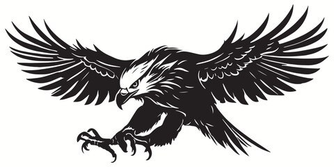 Eagles silhouettes and icons. Black flat color simple elegant white background Eagles animal birds vector and illustration.