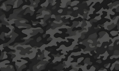 Black Night Camouflage Pattern Military Colors Vector Style Camo Background Graphic Army Wall Art Design