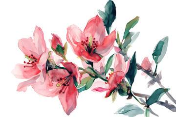 Watercolor Pink Blossoms Illustration. Created with Generative AI