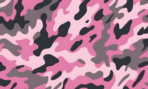 Pink Camouflage Pattern Military Colors Vector Style Camo Background Graphic Army Wall Art Design